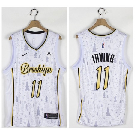 Men's Brooklyn Nets #11 Kyrie Irving White Christmas Edition Stitched Basketball Jersey