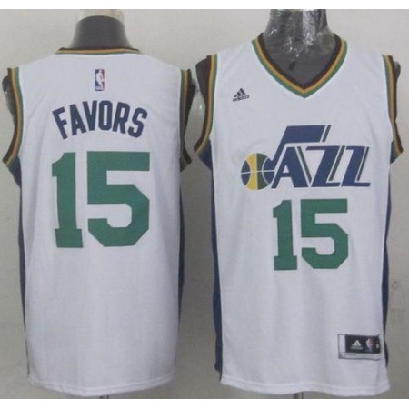 Revolution 30 Jazz #15 Derrick Favors White Stitched NBA Jersey