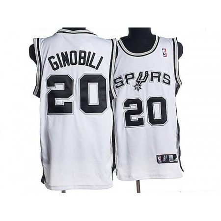 Spurs #20 Manu Ginobili Stitched White NBA Jersey
