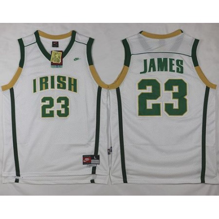 Heat #23 LeBron James White Irish High School Stitched NBA Jersey