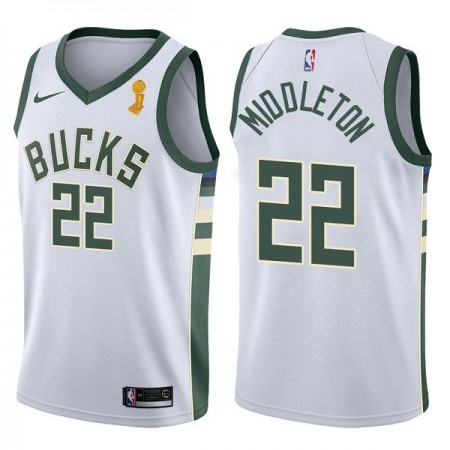 Men's Milwaukee Bucks #22 Khris Middleton 2021 White Finals Champions Stitched Basketball Jersey