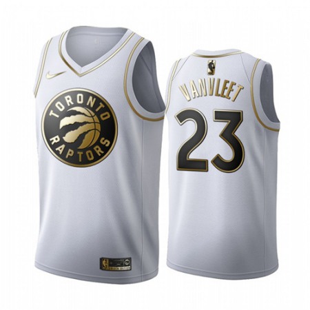 Men's Toronto Raptors #23 Fred VanVleet White Golden Stitched Jersey