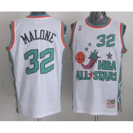 Mitchell And Ness Jazz #32 Karl Malone White 1996 All star Stitched NBA Jersey