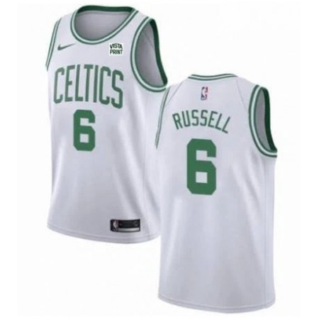 Men's Boston Celtics #6 Bill Russell White Stitched Basketball Jersey