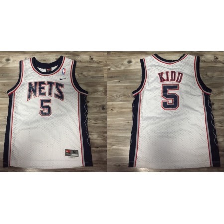 Men's Brooklyn Nets #5 Jason Kidd White Stitched Jersey