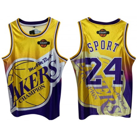 Men's Los Angeles Lakers #24 Kobe Bryant Yellow Print Basketball Jersey