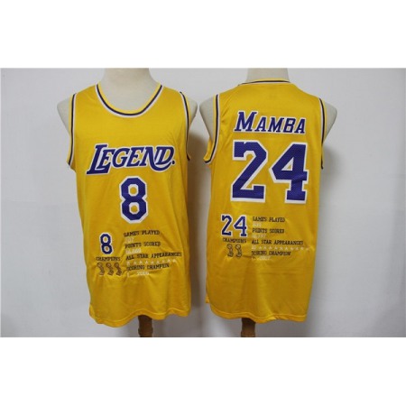 Men's Los Angeles Lakers Front #8 'Legend' Back #24 'Mamba' Kobe Bryant Yellow Stitched Jersey