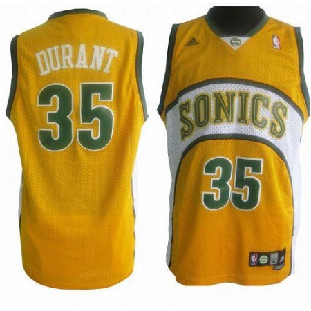 Thunder #35 Kevin Durant Yellow Seattle SuperSonics Style Stitched NBA Jersey