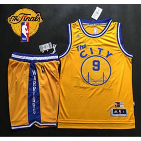 Warriors #9 Andre Iguodala Gold Throwback The City A Set The Finals Patch Stitched NBA Jersey