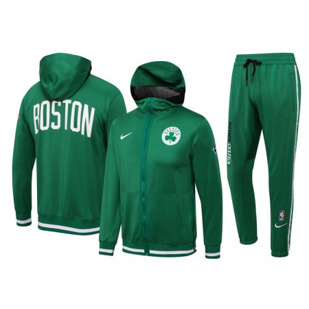 Men's Boston Celtics 75th Anniversary Green Performance Showtime Full-Zip Hoodie Jacket And Pants Suit