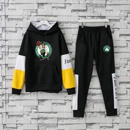 Men's Boston Celtics Gold 2019 Black Tracksuits Hoodie Suit