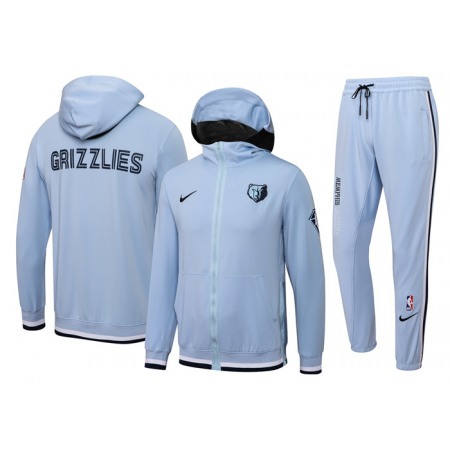 Men's Memphis Grizzlies 75th Anniversary Blue Performance Showtime Full-Zip Hoodie Jacket And Pants Suit