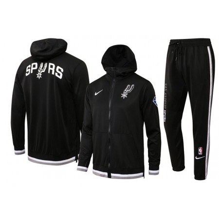 Men's San Antonio Spurs 75th Anniversary Black Performance Showtime Full-Zip Hoodie Jacket And Pants Suit