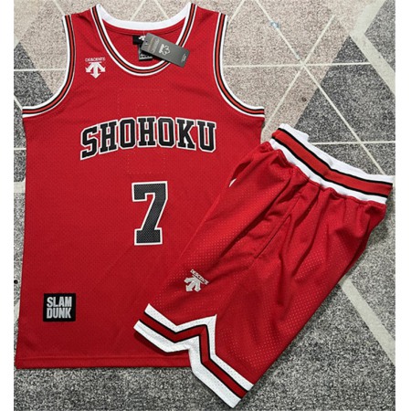 Men's Shohoku #7 Ryota Miyagi Red Stitched Basketball Jersey And Shorts Suit