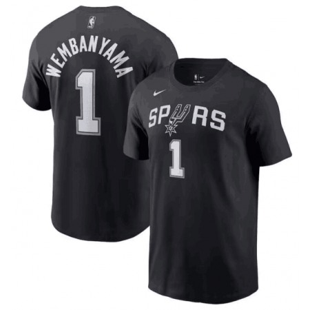 Men's San Antonio Spurs #1 Victor Wembanyama Black T-Shirt