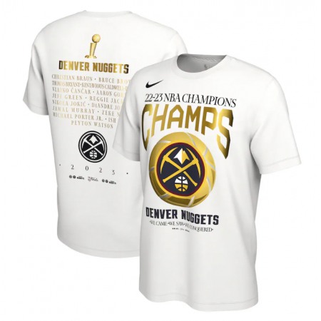 Men's Denver Nuggets White 2023 NBA Finals Champions Celebration Roster T-Shirt