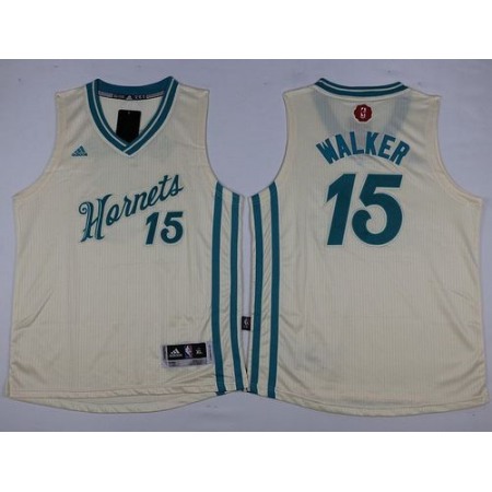 Hornets #15 Kemba Walker Cream 2015-2016 Christmas Day Stitched Youth NBA Jersey