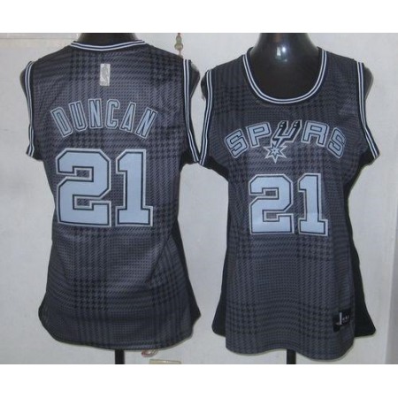 Spurs #21 Tim Duncan Black Women's Rhythm Fashion Stitched NBA Jersey