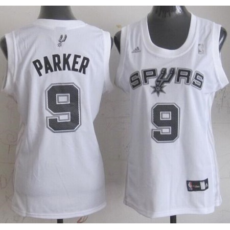 Spurs #9 Tony Parker White Women's Fashion Stitched NBA Jersey