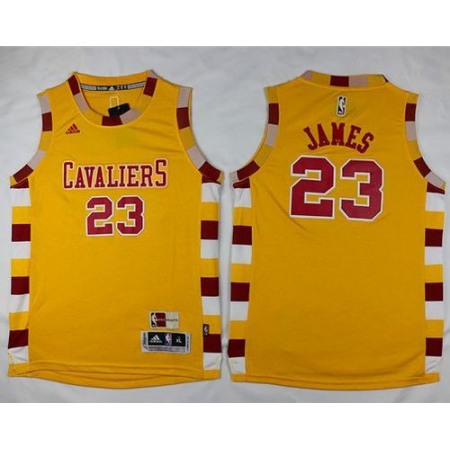 Cavaliers #23 LeBron James Gold Hardwood Classics Performance Stitched Youth NBA Jersey