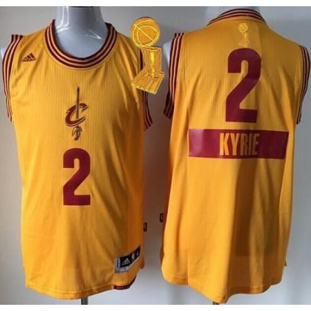 Cavaliers #2 Kyrie Irving Gold 2014-15 Christmas Day The Champions Patch Stitched Youth NBA Jersey