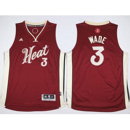 Heat #3 Dwyane Wade Red 2015-2016 Christmas Day Stitched Youth NBA Jersey