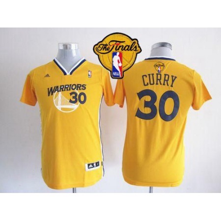 Warriors #30 Stephen Curry Gold Alternate The Finals Patch Stitched Youth NBA Jersey