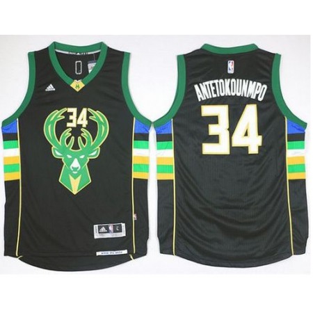Youth Milwaukee Bucks #34 Giannis Antetokounmpo Black Alternate Stitched Basketball Jersey