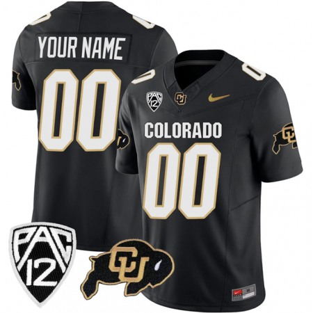 Men's Colorado Buffaloes Active Player Custom Black 2023 F.U.S.E. With PAC-12 Patch Stitched Football Jersey