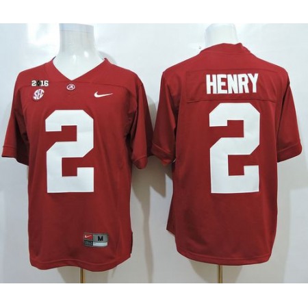 Crimson Tide #2 Derrick Henry Red SEC & 2016 College Football Playoff National Championship Patch Stitched NCAA Jersey