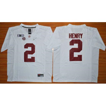 Crimson Tide #2 Derrick Henry White 2016 National Championship Stitched NCAA Jersey