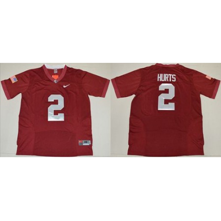 Crimson Tide #2 Jalen Hurts Red Pro Combat Stitched NCAA Jersey