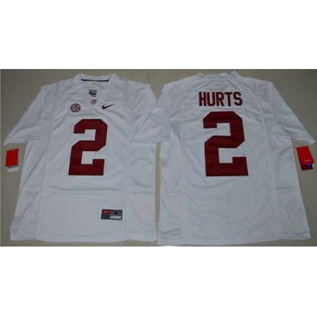 Crimson Tide #2 Jalen Hurts White Limited Stitched NCAA Jersey
