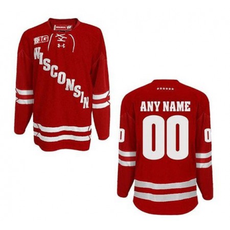 Men's Wisconsin Badgers Custom Red Stitched Jersey