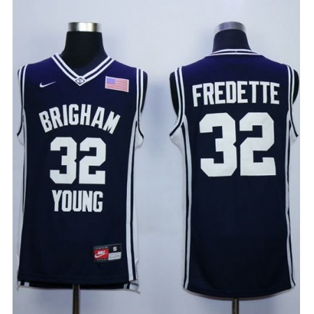 BYU Cougars #32 Jimmer Fredette Navy Blue Basketball Stitched NCAA Jersey