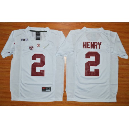 Crimson Tide #2 Derrick Henry White 2016 National Championship Stitched Youth NCAA Jersey