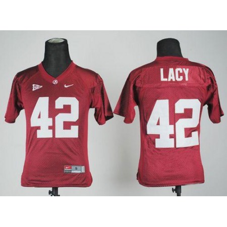 Crimson Tide #42 Eddie Lacy Red Stitched Youth NCAA Jersey