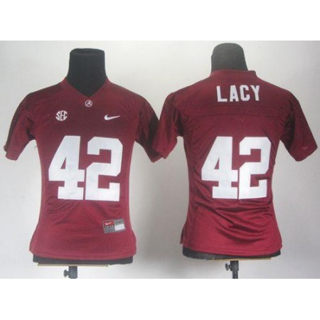Crimson Tide #42 Eddie Lacy Red Women's Stitched NCAA Jersey