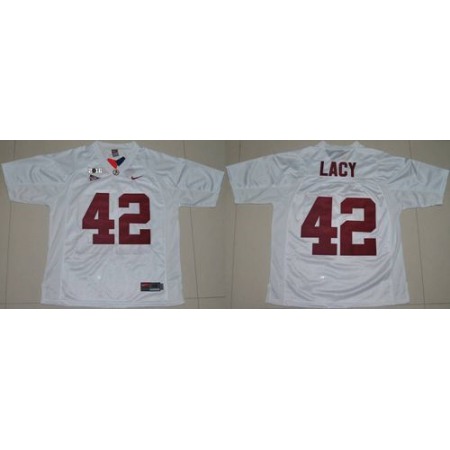 Crimson Tide #42 Eddie Lacy White 2016 College Football Playoff National Championship Patch Stitched NCAA Jersey