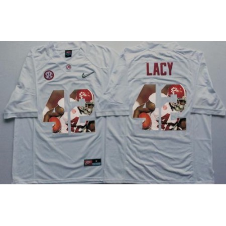 Crimson Tide #42 Eddie Lacy White Player Fashion Stitched NCAA Jersey