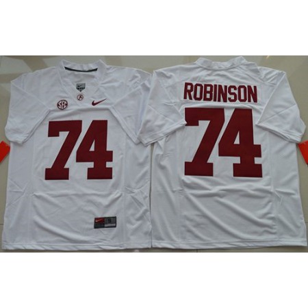 Crimson Tide #74 Cam Robinson White Limited Stitched NCAA Jersey