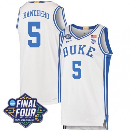 Men's Duke Blue Devils #5 Paolo Banchero 2022 White Final Four Stitched Basketball Jersey