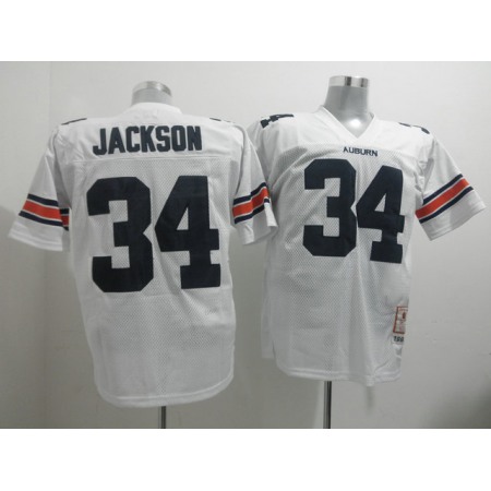 Tigers #34 Bo Jackson White Throwback Stitched NCAA Jersey