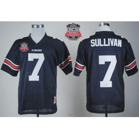 Tigers #7 Pat Sullivan Blue Throwback 2014 BCS Bowl Patch Stitched NCAA Jersey