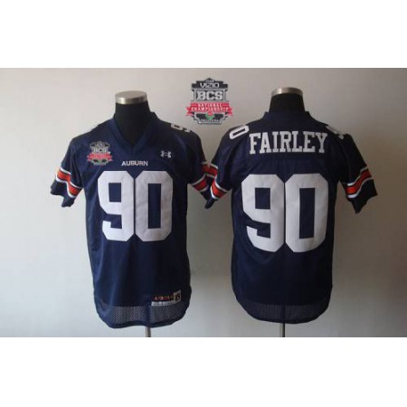 Tigers #90 Fairley Blue 2014 BCS Bowl Patch Stitched NCAA Jersey