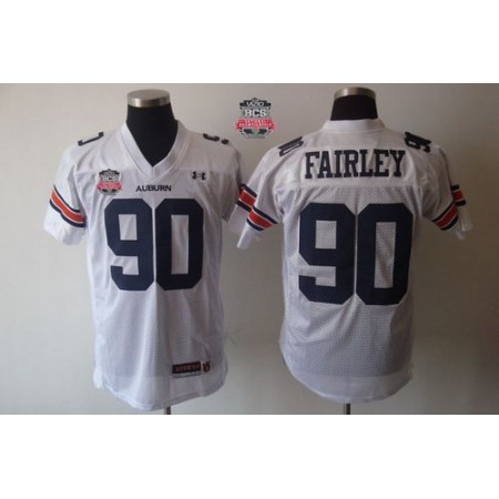 Tigers #90 Fairley White 2014 BCS Bowl Patch Stitched NCAA Jersey