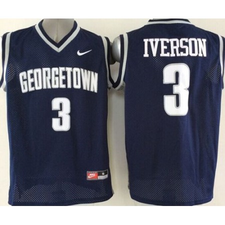 Hoyas #3 Allen Iverson Navy Blue Basketball Stitched NCAA Jersey
