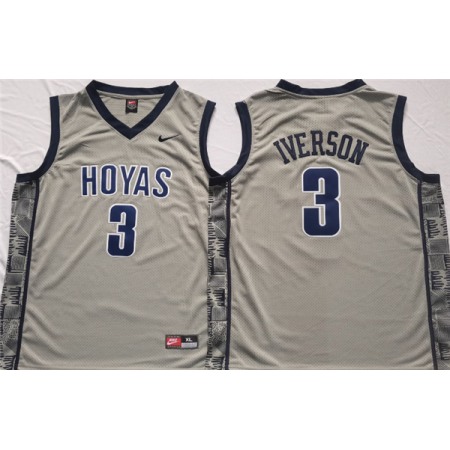 Men's Georgetown Hoyas #3 Allen Iverson Grey Stitched Jersey