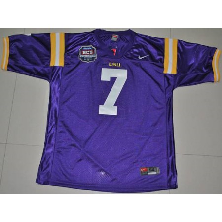 LSU Tigers #7 Tyrann Mathieu Purple 2012 BCS Championship Patch Stitched NCAA Jersey