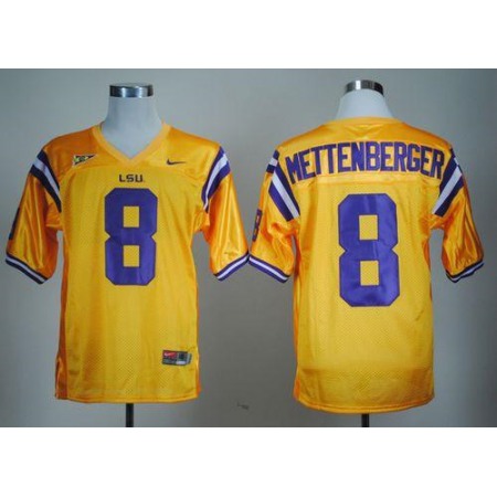 LSU Tigers #8 Zach Mettenberger Gold Stitched NCAA Jersey